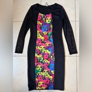 'Uriert' Marilyn Monroe Sz M Long Sleeve Dress, Hits Rt Below the Knee, Stretch